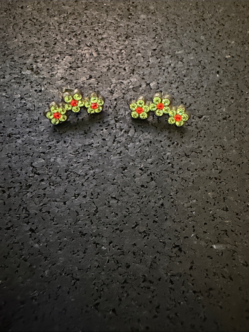 Michal negrin crawler Green and Red Floral Cluster Stud Earrings